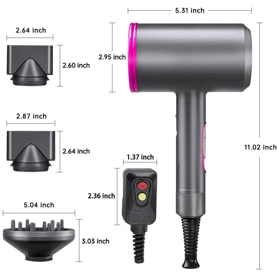 1800W Professional Hair Dryer with Diffuser Ionic Conditioning
