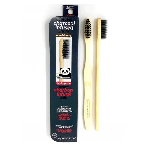 Active Charcoal Infused Slim Bamboo Toothbrush 1 Count By Senzacare