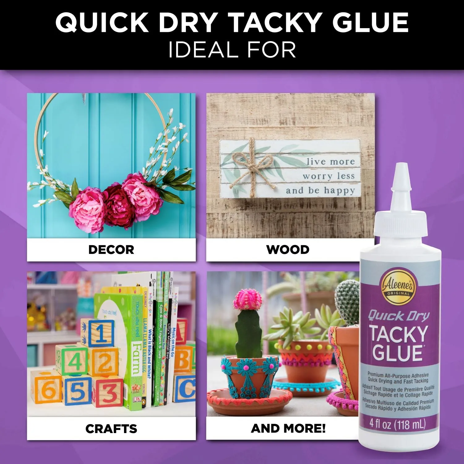 Aleenes Quick Dry Tacky Glue 4 fl. oz. 3 Pack