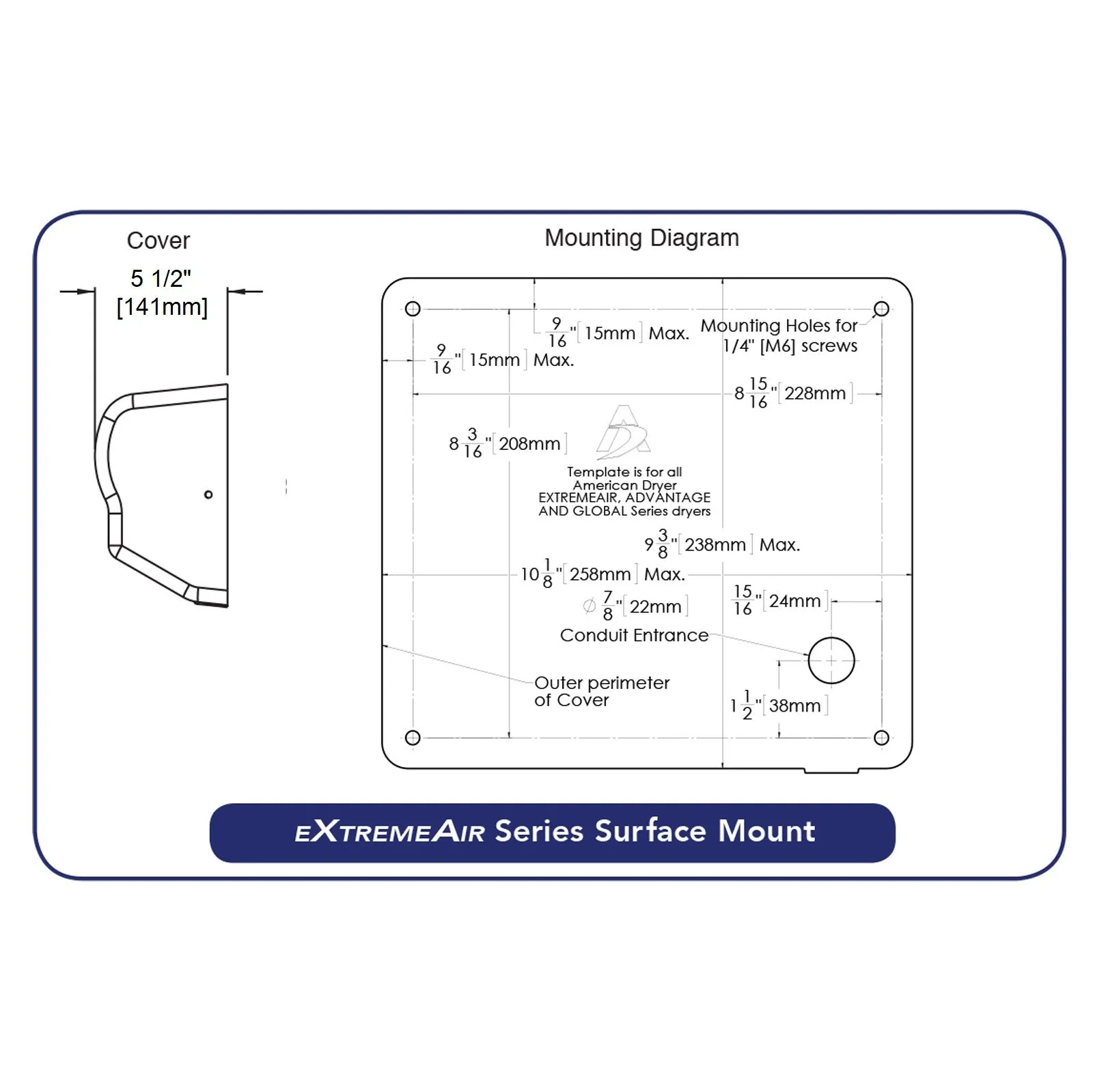 AMERICAN DRYER® GXT9-C eXtremeAir® ***DISCONTINUED***  No Longer Available in CHROME - Please see AMERICAN DRYER® GXT9-SS