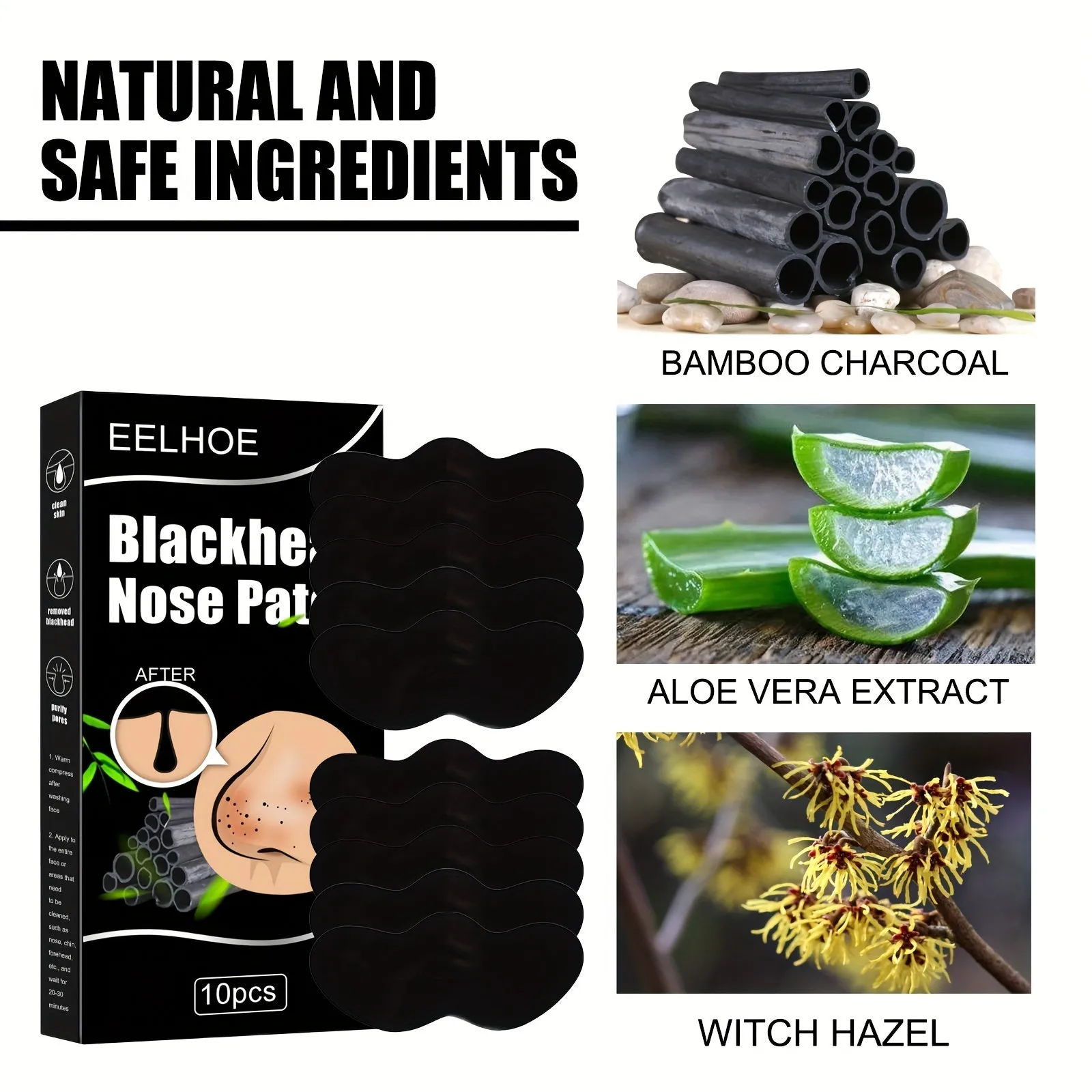 Bamboo Charcoal Nose Patches for Acne Deep Cleansing 10pcs