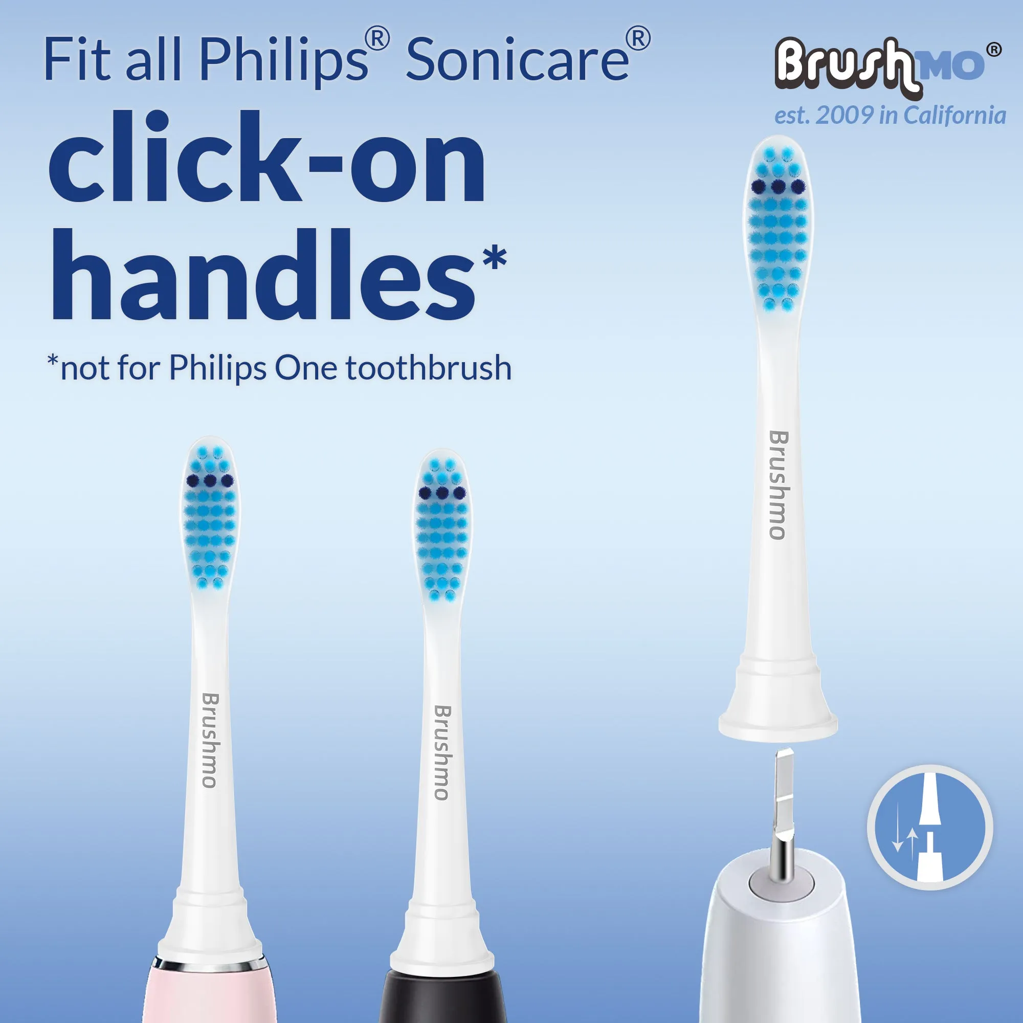 Brushmo Replacement Toothbrush Heads Compatible with Phillips Sonicare Electric Toothbrush HX6053, 8 Pack Sensitive