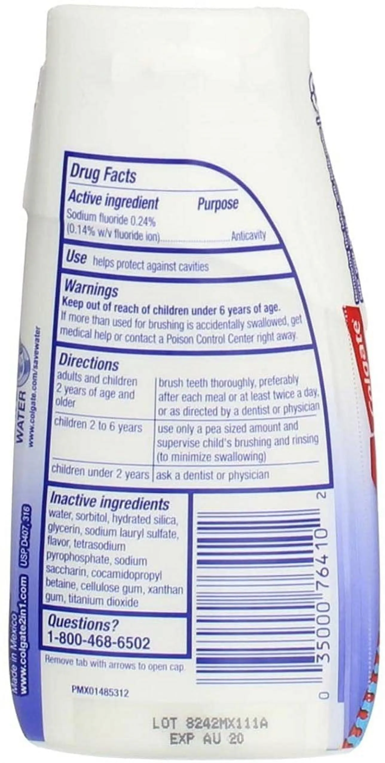 Colgate 2 in 1 Toothpaste and Whitening Mouthwash, Mint, 4.6 oz Squeeze Bottle