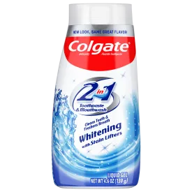 Colgate 2 in 1 Toothpaste and Whitening Mouthwash, Mint, 4.6 oz Squeeze Bottle