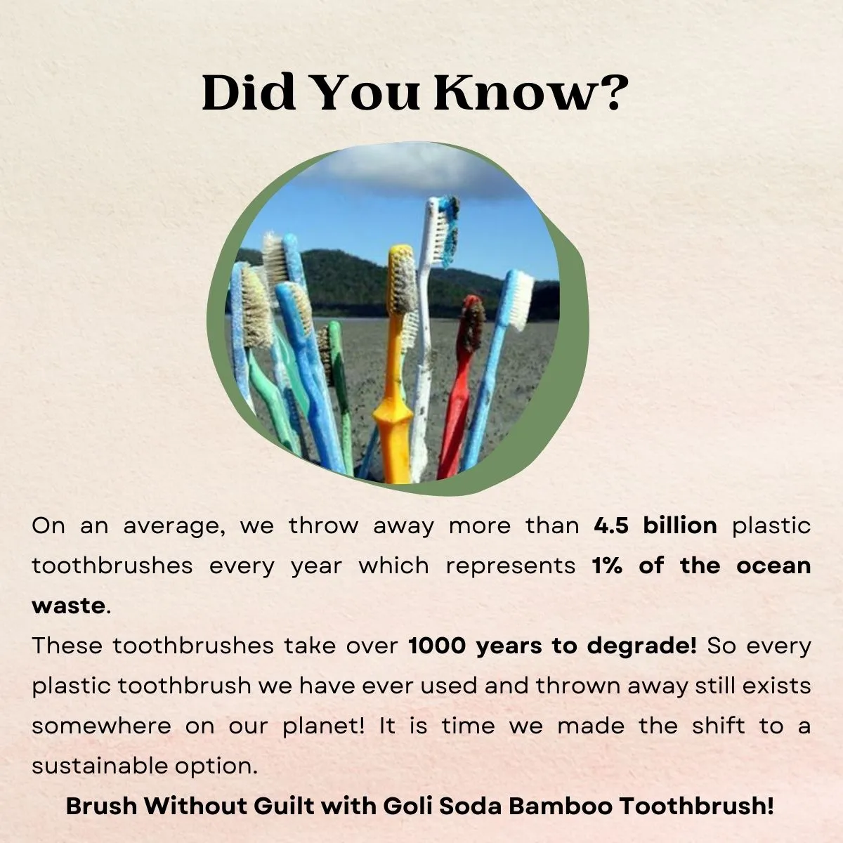 Goli Soda Natural Bamboo Toothbrush With Soft Plant Based Bristles (Pack Of 3)