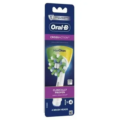 New - Oral-B Cross Action Electric Toothbrush Replacement Brush Heads - 4ct
