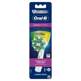 New - Oral-B Cross Action Electric Toothbrush Replacement Brush Heads - 4ct