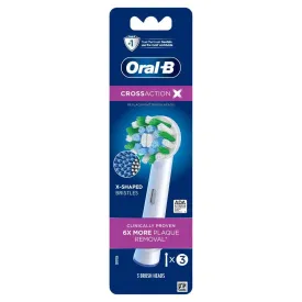 New - Oral-B Cross Action Genuine Electric Toothbrush Replacement Brush Heads - 3ct