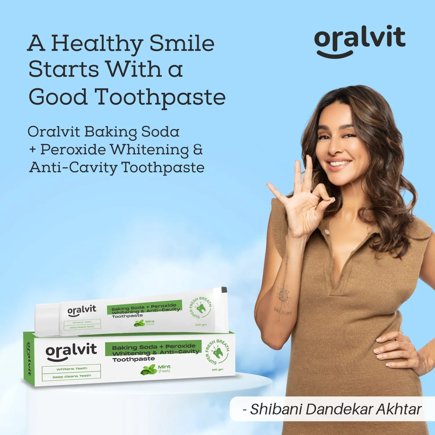 Oralvit Baking Soda and Peroxide Toothpaste for Whitening & Anti-Cavity | Toothpaste with Fresh Mint | Deep Cleanse |Super Fresh Breath | Extreme Whitening– 100gm Mint Flavour (Pack of 4)