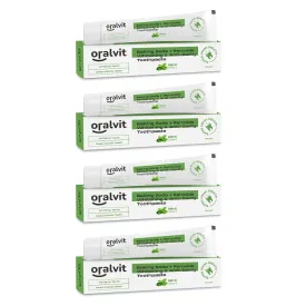 Oralvit Baking Soda and Peroxide Toothpaste for Whitening & Anti-Cavity | Toothpaste with Fresh Mint | Deep Cleanse |Super Fresh Breath | Extreme Whitening– 100gm Mint Flavour (Pack of 4)