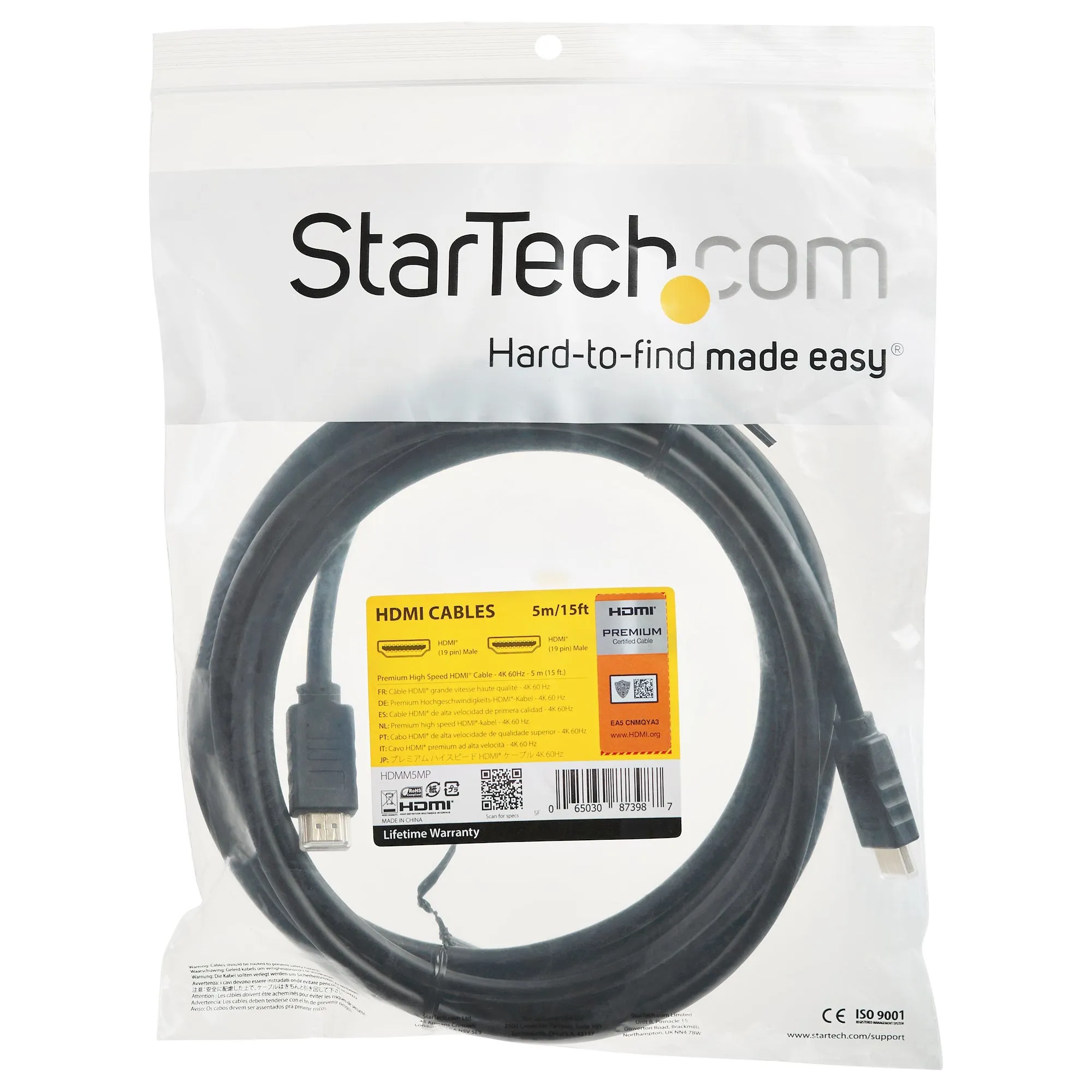 Startech.Com Startech.Com Premium Certified High Speed Hdmi 2.0 Cable With Ethernet - 15Ft 5M - 3D Ultra Hd 4K 60Hz - 15