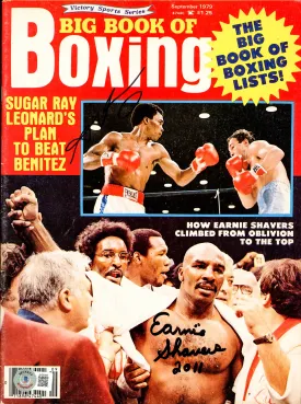 Sugar Ray Leonard & Earnie Shavers Autographed Big Book of Boxing Magazine Beckett BAS #BH29309