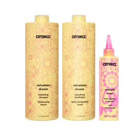 super-sized smoothing set | velveteen dream smoothing shampoo   conditioner   smooth over frizz-fighting treatment
