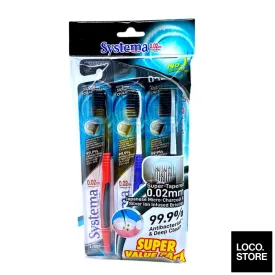 Systema ToothBrush Value Pack 3s Silver Charcoal
